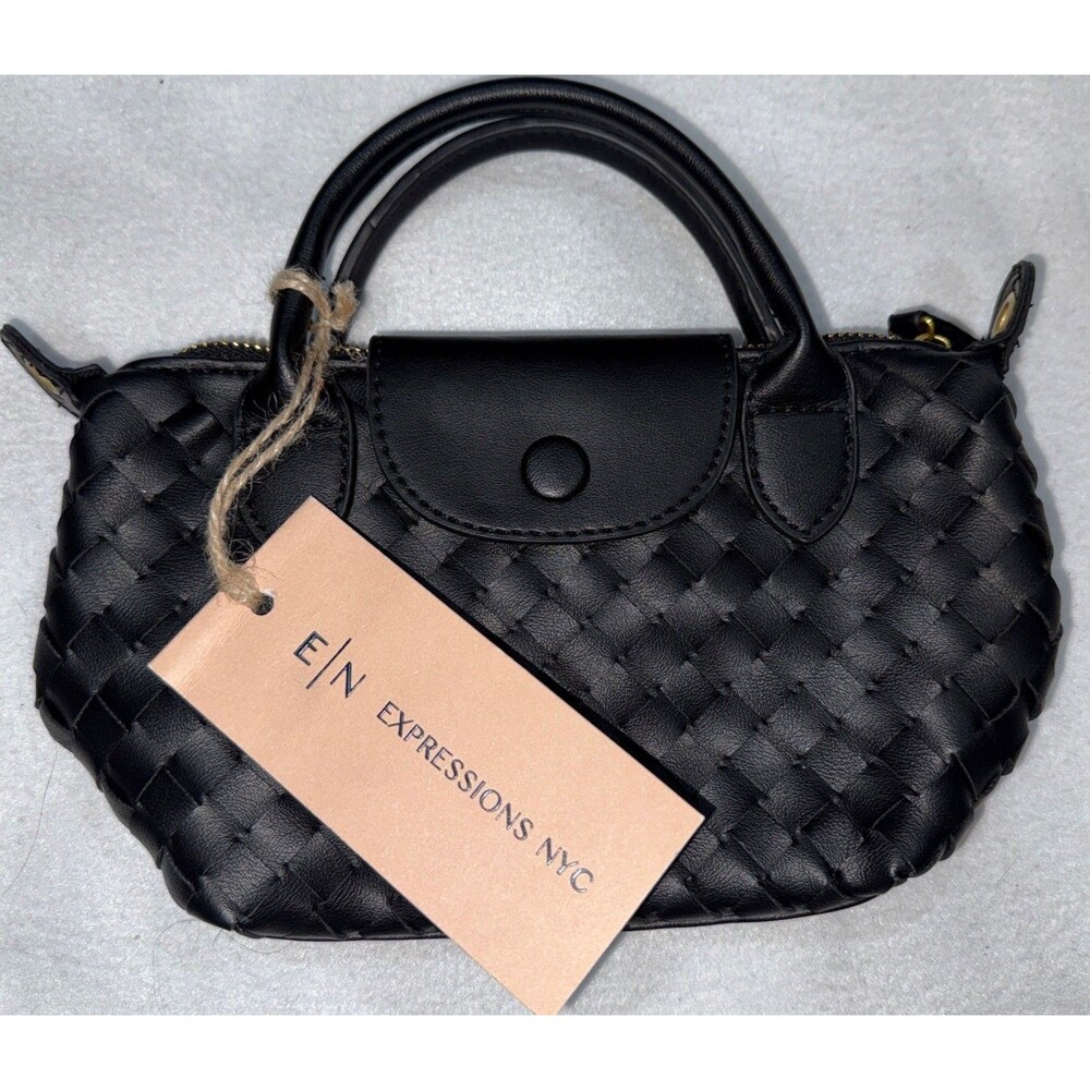 Expressions NYC Vegan Leather Black Clutch (missing Strap) NWOT